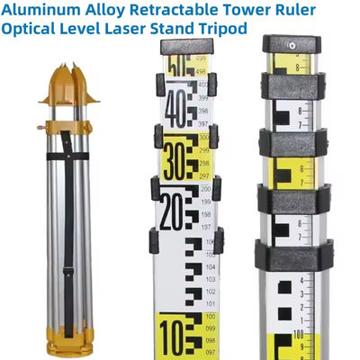 Aluminum Alloy Retractable Tower Ruler Optical Level Laser Stand Tripod for AutomaticOptical Level/360 Level Measuring Tool
